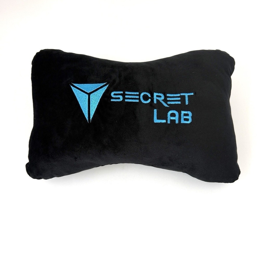 Secretlab Head Pillow Black Blue Logo OLD STYLE Strap 11" Gaming Chair Headrest